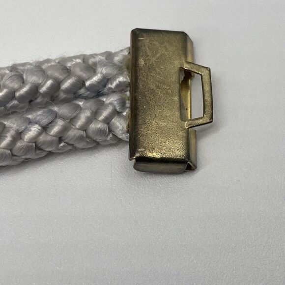 VTG 80s/90s Stretch Waist Belt Braided Cord Gray Cloisonne Butterfly Rose Buckle - Picture 7 of 11